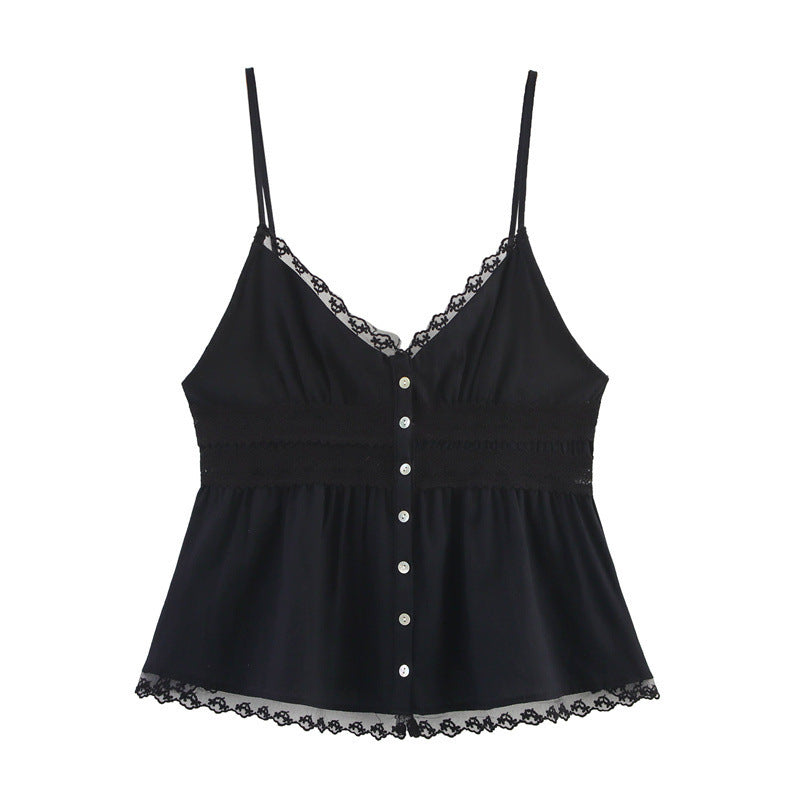 Solid Color Embroidered Lace Top