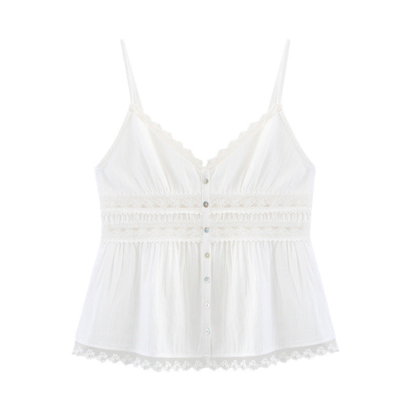 Solid Color Embroidered Lace Top