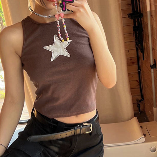 Printed Round Neck Sleeveless Vest